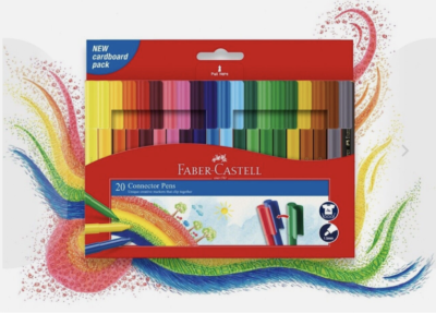 Faber Castell Connector Pens Textas Marker ChildSafe Washable Wallet of 20 Pens