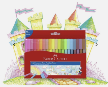 Faber-Castell Connector Pen Colour Markers, Pastel and Neon Assorted Pack of 20